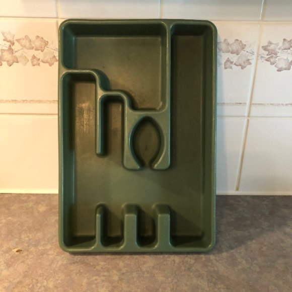 90's Rubbermaid Avocado Green Cutlery Tray - Plastic Utensils Tray - Kitchen - Picture 4 of 8